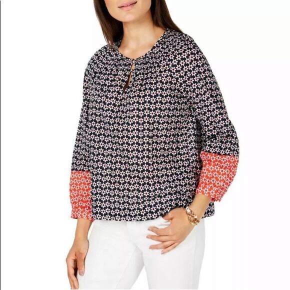 Tommy Hilfiger Tops - Tommy Hilfiger Cotton Smocked Floral-Print Top size 2X